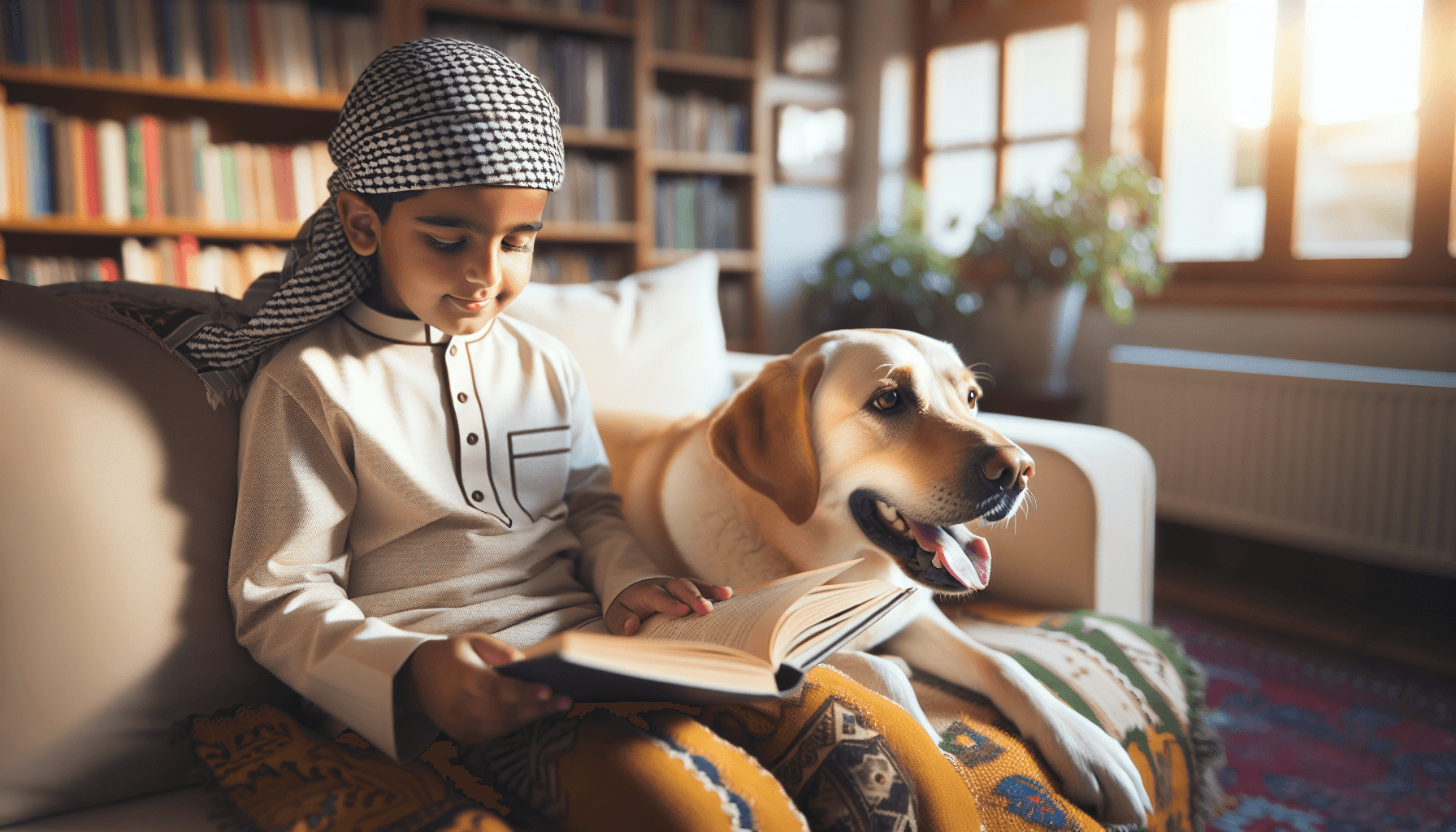 Captain the Labrador being celebrated at his retirement party with children and handlers