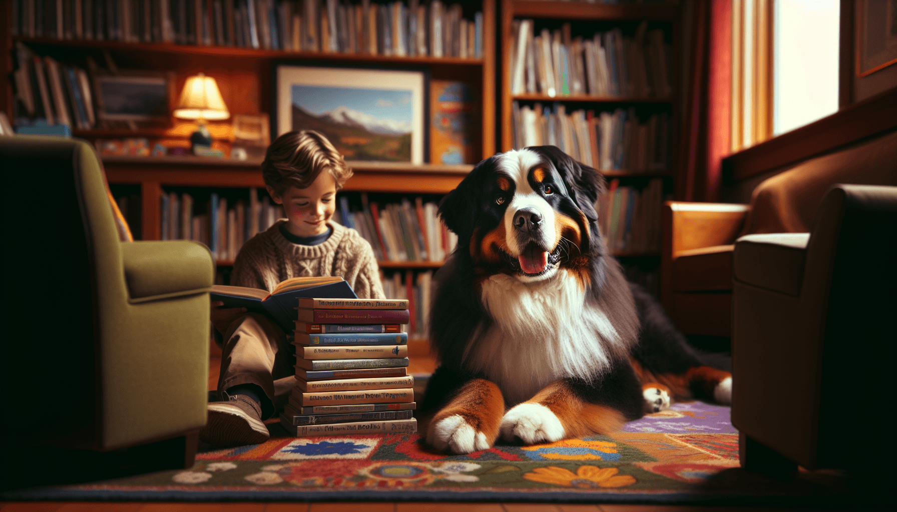 A celebration with balloons and children celebrating the program's 100 reader milestone