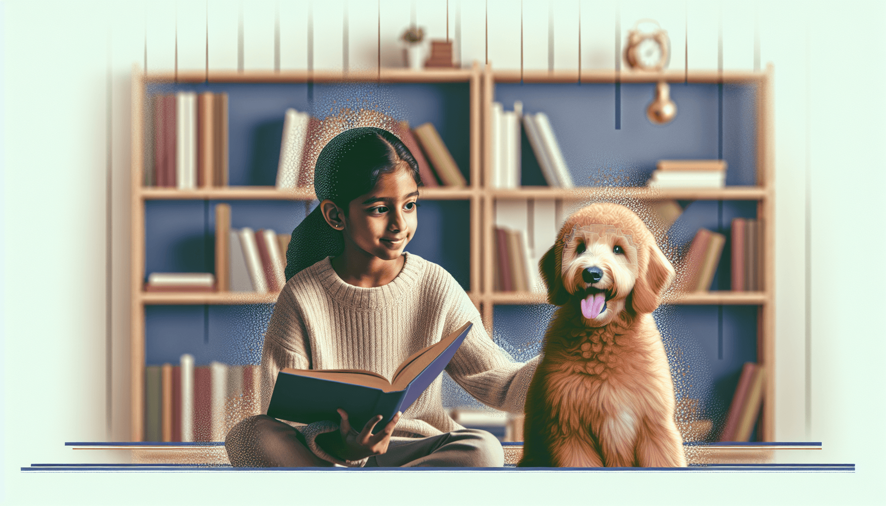 A child happily reading in their personalized reading corner at home