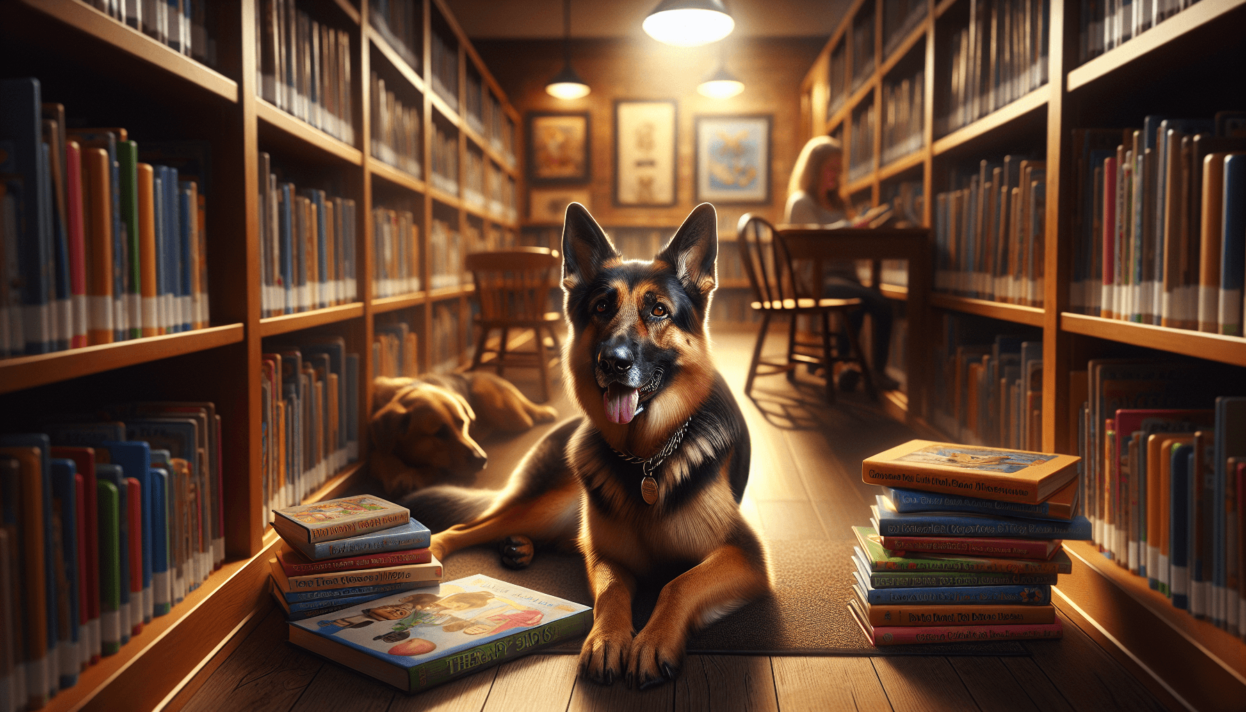 A professional evaluator assessing a calm dog's temperament