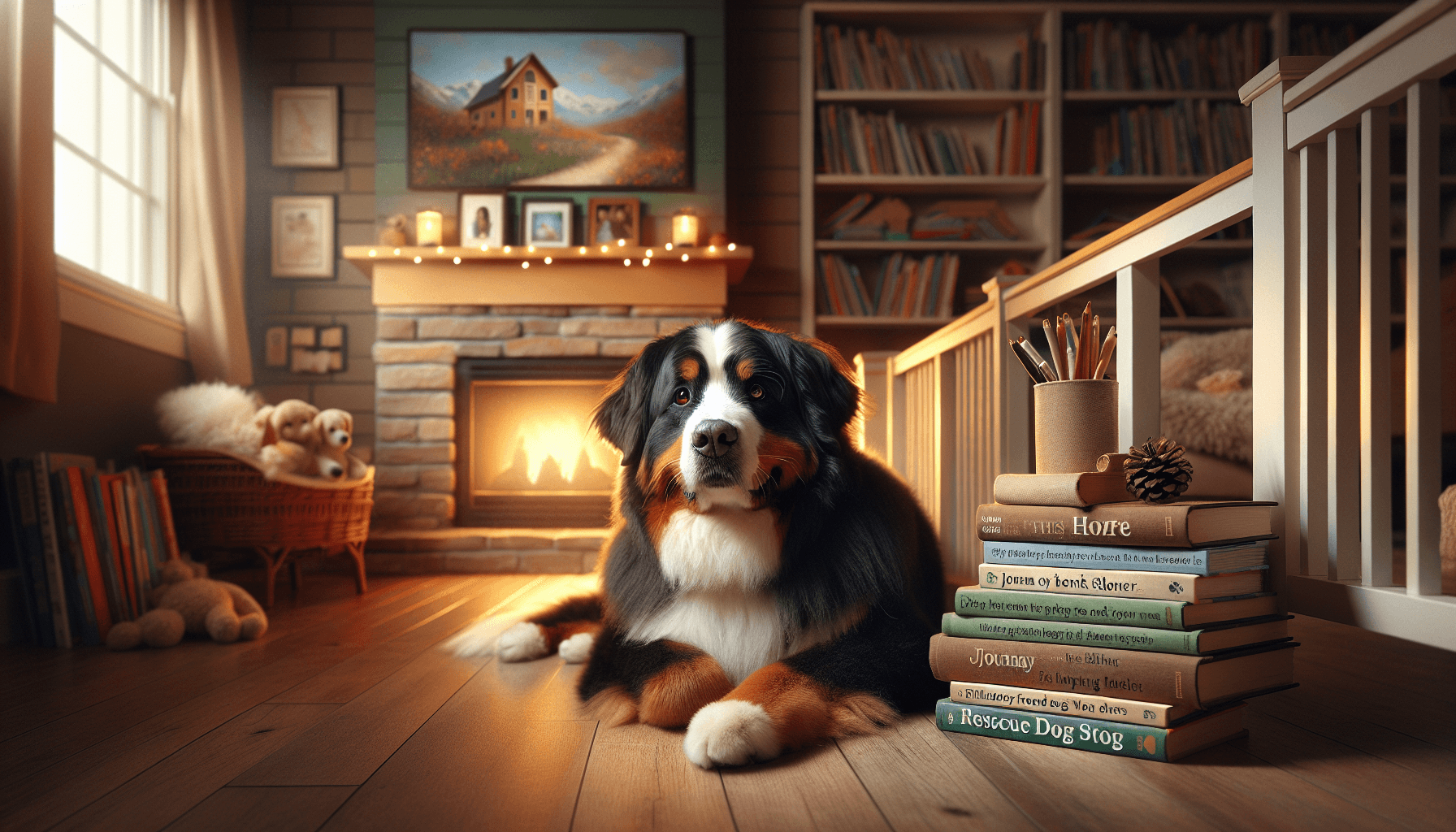 A family meeting a therapy dog team at a local library