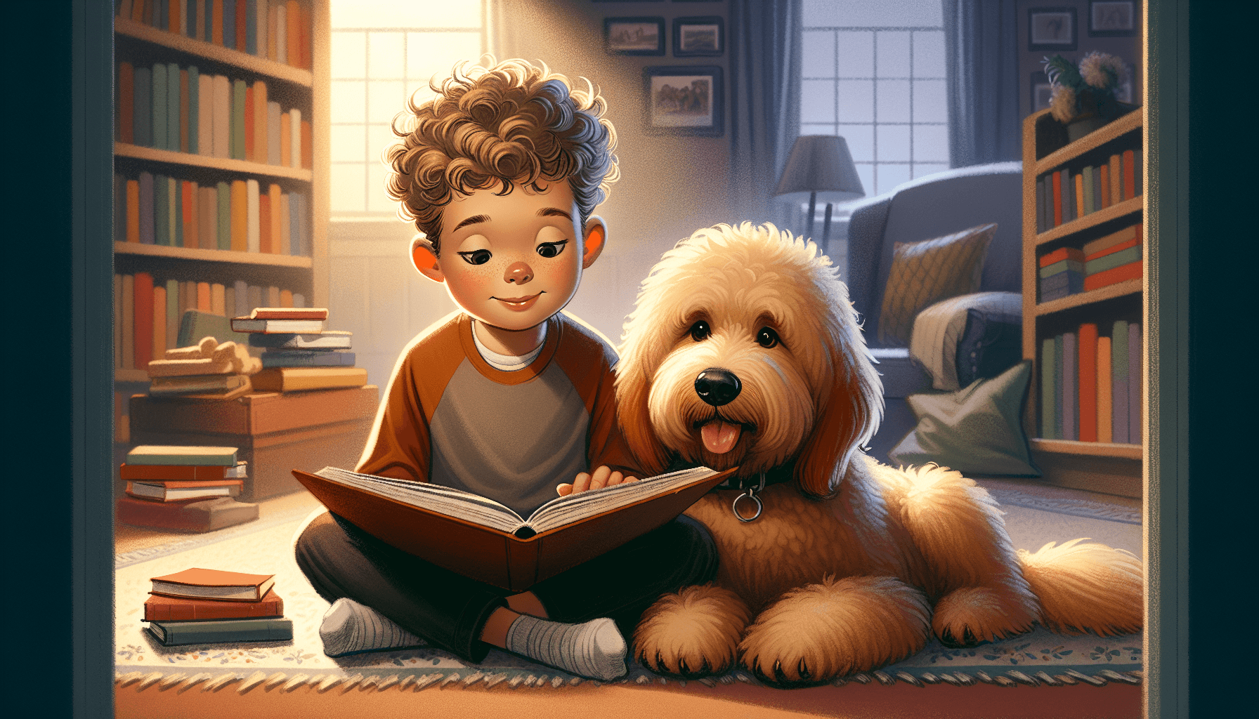 A family meeting a therapy dog for the first time