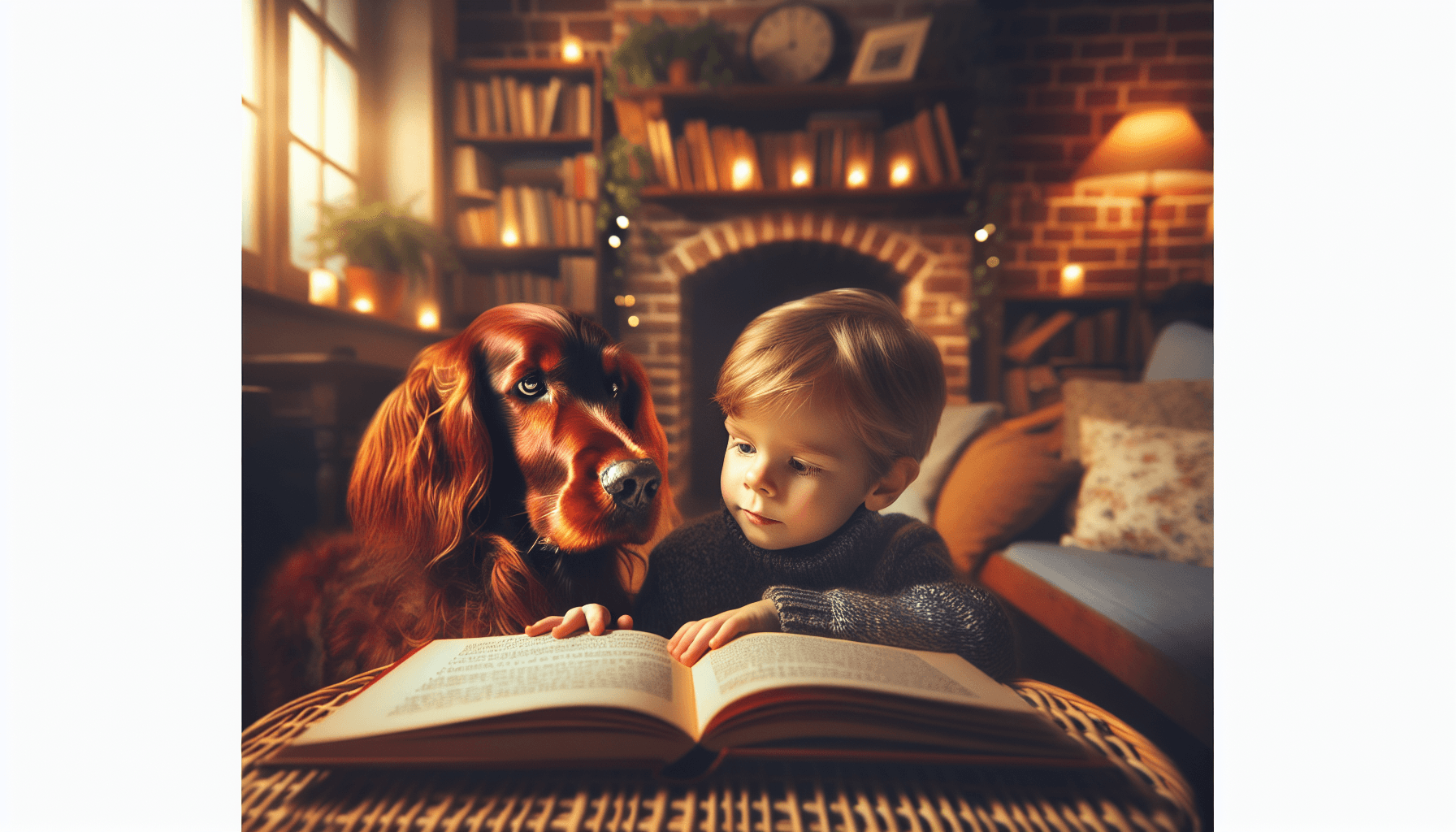 Close-up of a therapy dog's calm, relaxed expression during a reading session