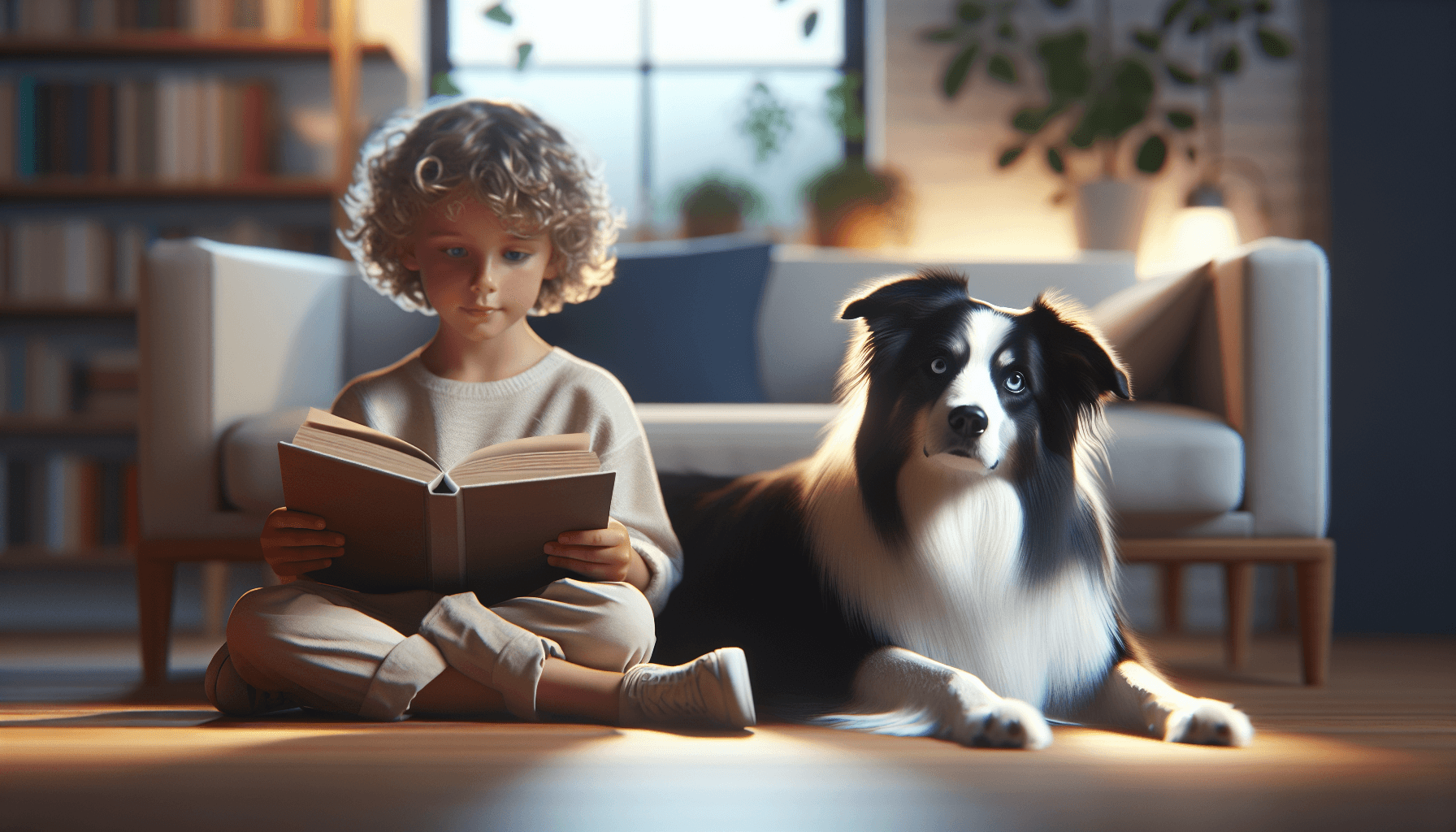 Children gathered around a Golden Retriever for outdoor summer reading