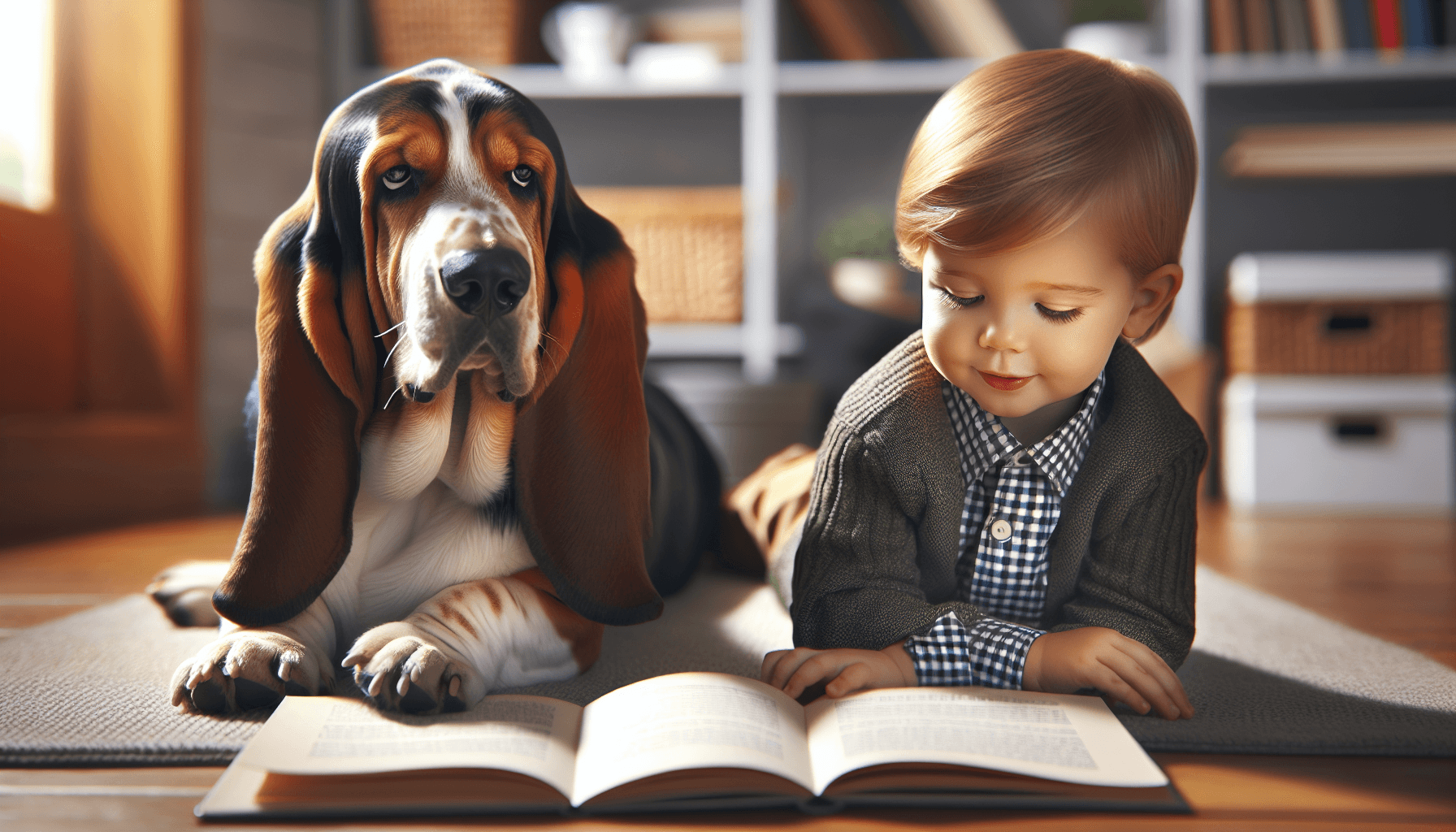 Scientific illustration showing the calming effects of therapy dogs on children