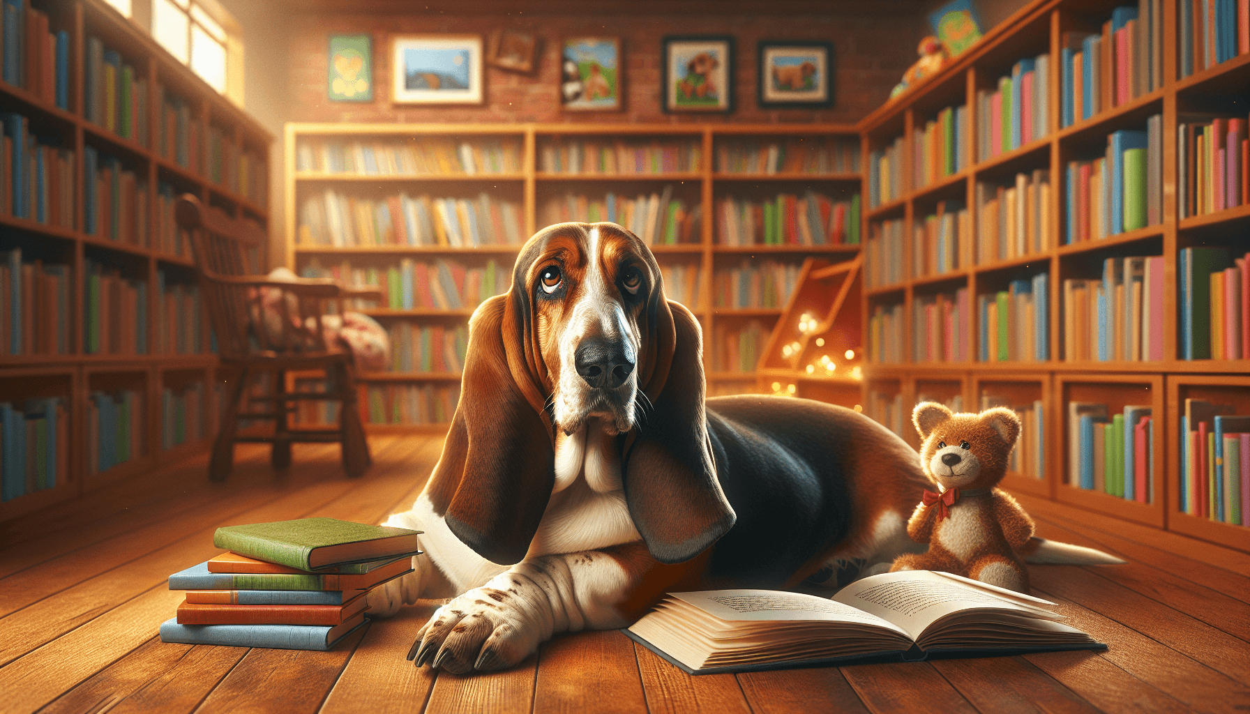 A calm child reading contentedly next to a therapy dog, illustrating the science of relaxation