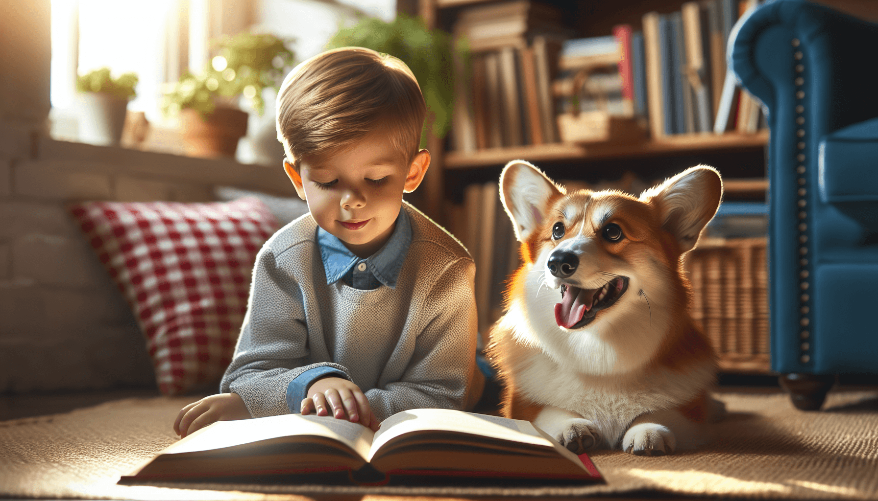 A therapy dog handler rewarding their dog with a small treat during a reading session