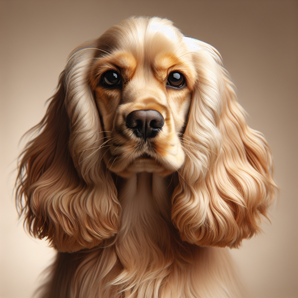 Cheerful buff Cocker Spaniel Rosie with silky ears and bright, happy eyes full of enthusiasm